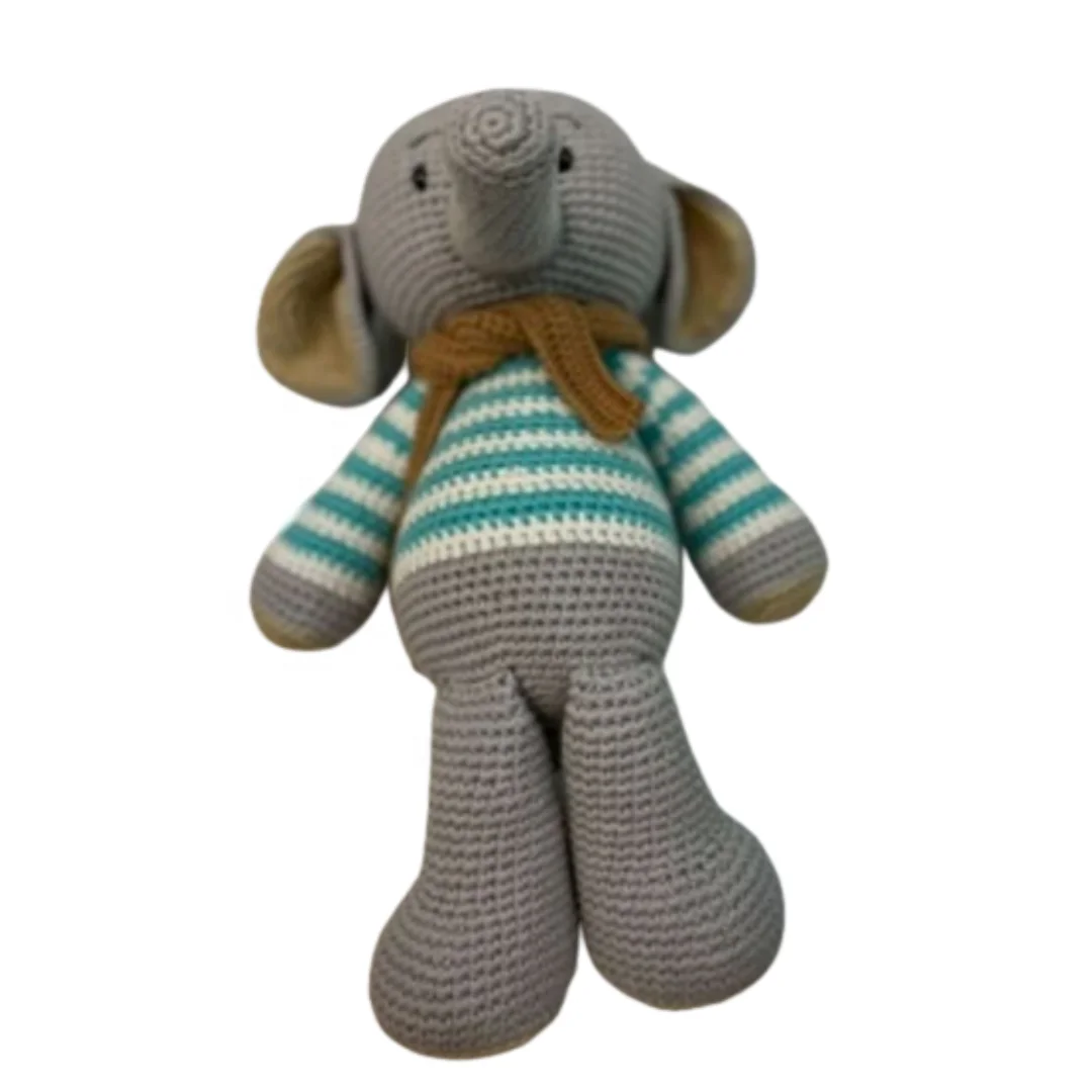 Holiday Decoration Gift Eco Friendly Customized Kids Soft Animal Baby Plush Toy Crochet Stuffed Elephant