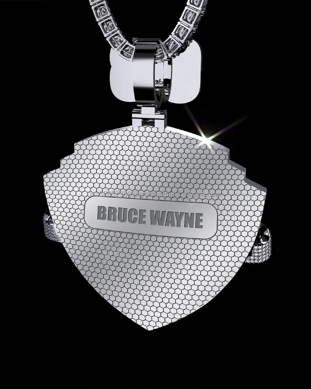 Custom designer Logo Pendant in 925 silver with VVS moissanite diamonds custom size and shape trending Hip hop Pendant chain