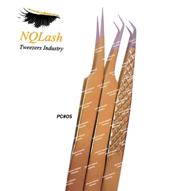 High Quality Moon Shape Glitter Black Color Eyelash Mirror with Handle Custom logo Stainless Steel  Mirror NQLASH Tweezers