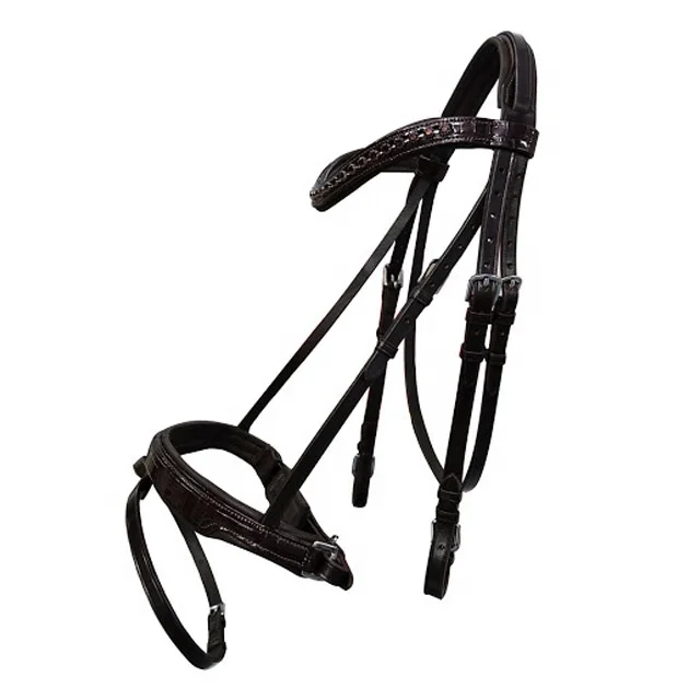Leather Patent Bridle with Big Bling Brow Band