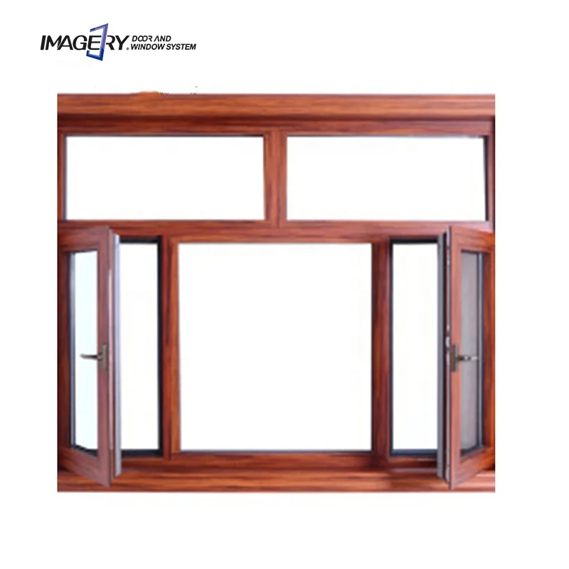 Imagery swing opening aluminium profile doors and  windows double glass casement window garden glass