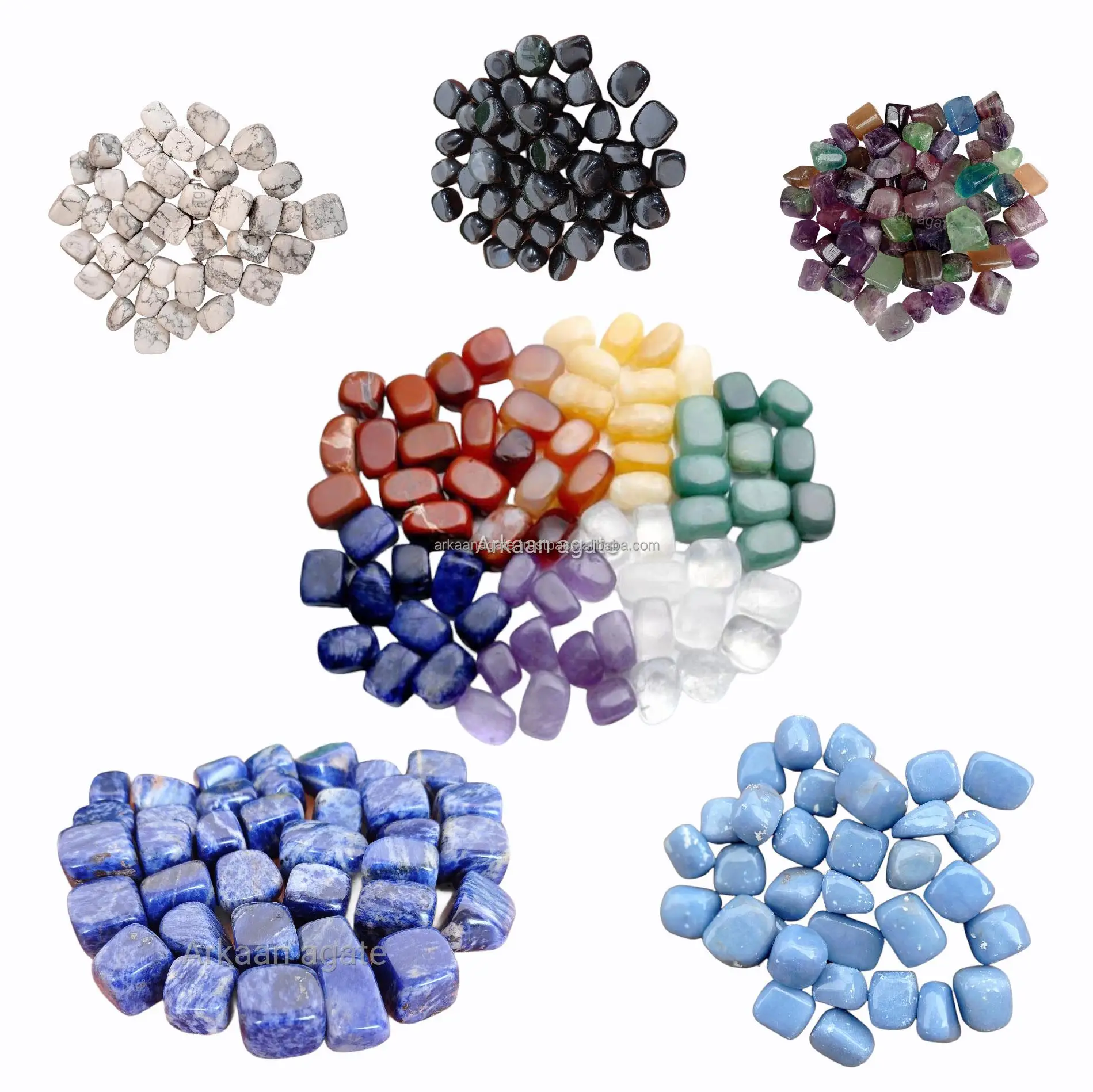 Wholesale Black Rune stones Set rock shine polished chakra crystals healing for healing