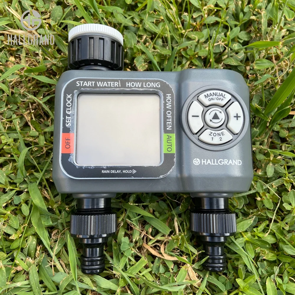 Dual Outlet Electronic Programmable Garden Water Timer Easy-to-Read LCD Display with Manual High Visibility Timer Outdoor Use