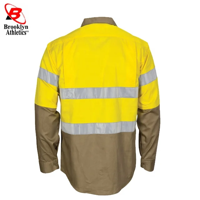 Safety High Visibility Long Sleeve Construction Work Shirts Pack for Men
