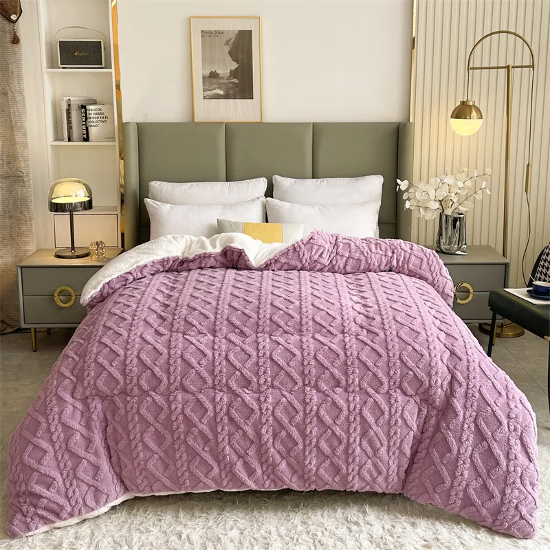 Custom wholesale warm and comfortable chunky thickened high quality winter Velvet Sherpa Quilt Weight blanket