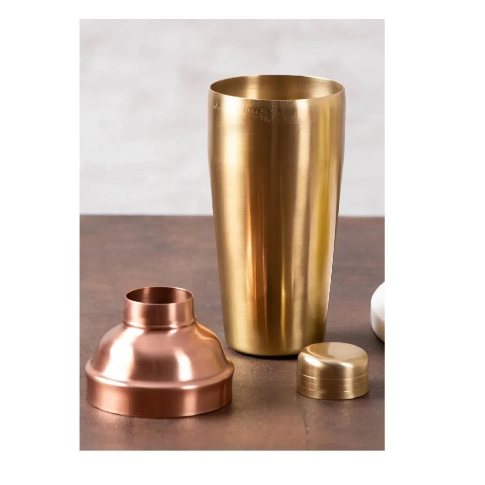 High Quality Stainless Steel Gold & Copper Cocktail Shaker Martini Shaker Drink Mixer Metal Bar Tools from India Liquor Shaker