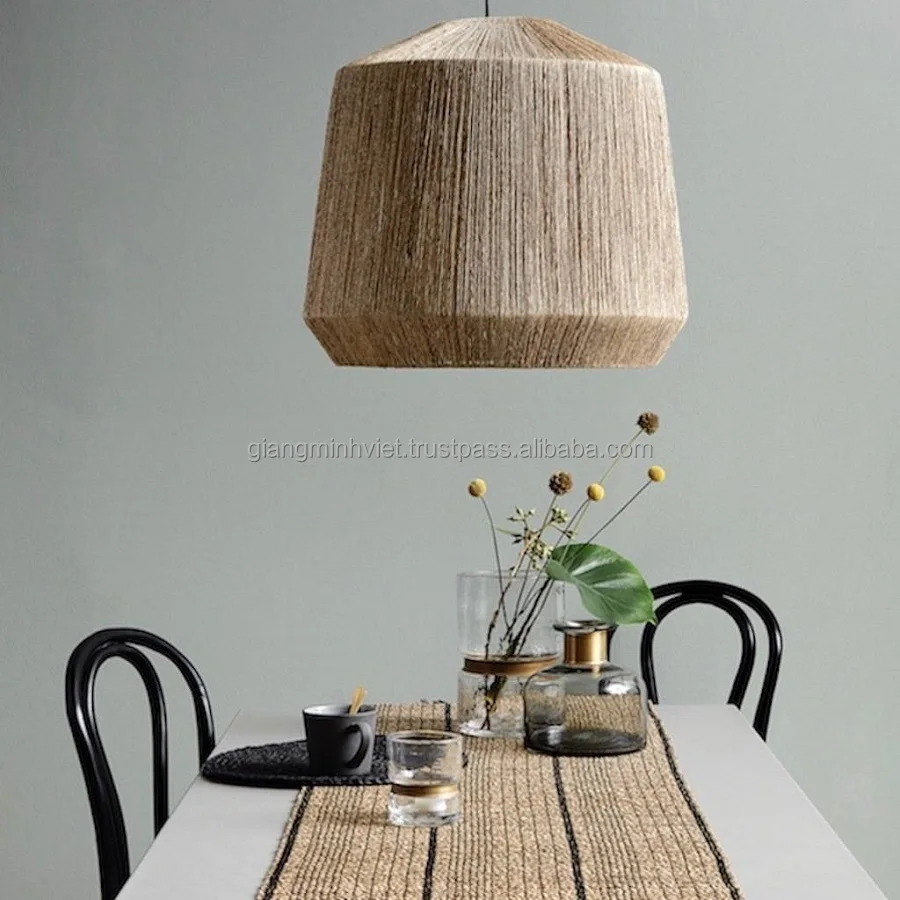 Seagrass lampshade with metal frame woven seagrass ceiling light wicker chandelier rattan pendant lighting for boho decor