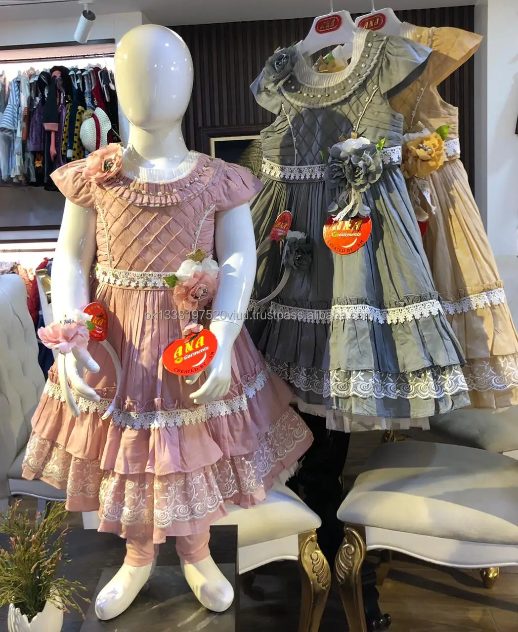 new laces dress with hairband color cotton white lace fancy frock with hairband