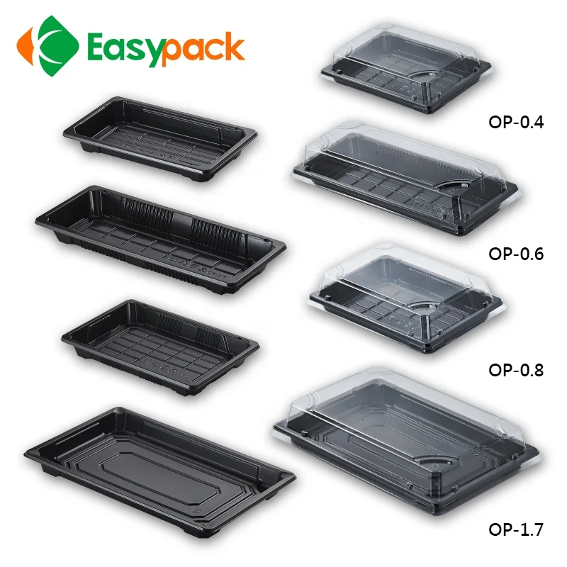 Food grade disposable plastic japanese sushi plate with lid