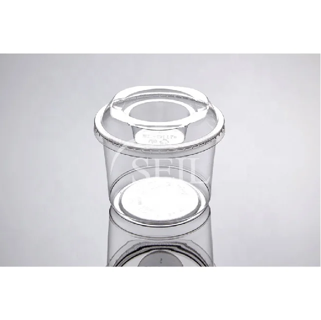 HR24 Disposable Clear Plastic Cups lid / Takeaway Daily Food Grade for Packaging Salad, Fruit, Deli, Vegitable and Side dishes