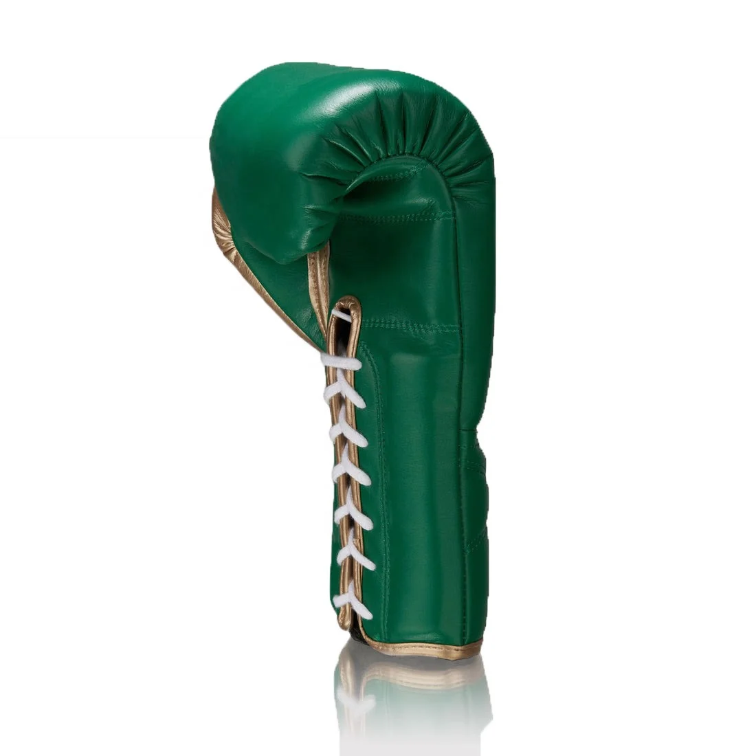 Top Seller Best Quality Leather Super lace Green/Gold Fly Boxing Gloves Professional Martial Arts Training Fly Boxing Gloves