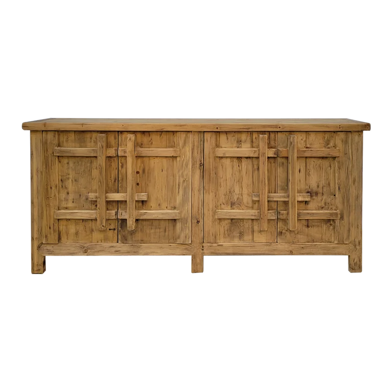 Custom Made Antique Natural Sideboard Distressed White Wash Antique Sideboard  Recycled Solid Wood Furniture