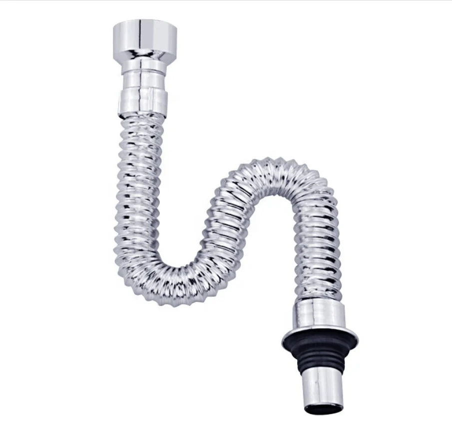 Hot Selling High Quality Pipe Series ABS Chromed Bathroom Basin Water Drainage S Shaped Stretch Elbow Sink Drains Pipe