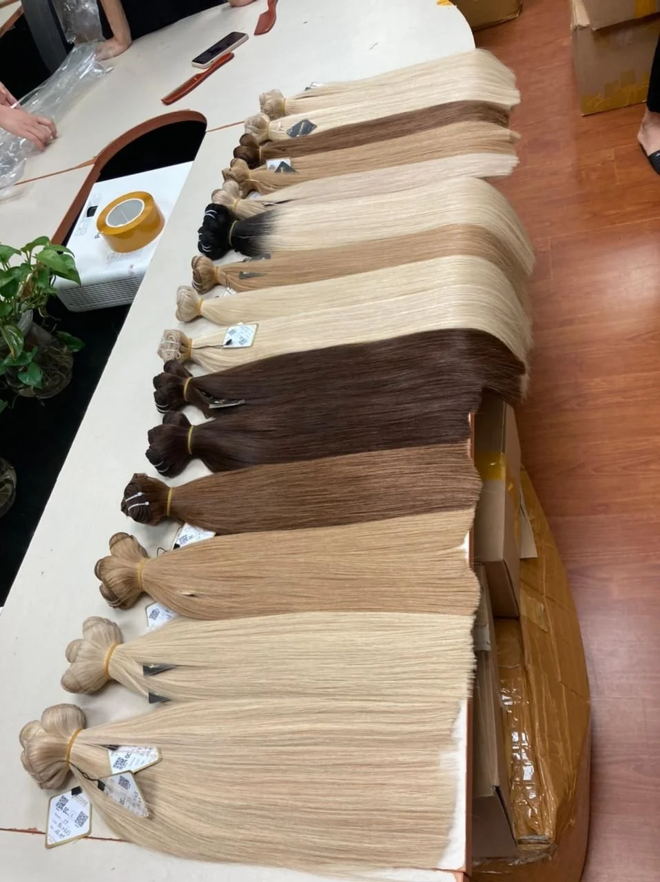 Natural Straight Mix Color  Weft Extension Wholesale Human Hair Vendors Super Double Drawn Thick Bottom Remy Human