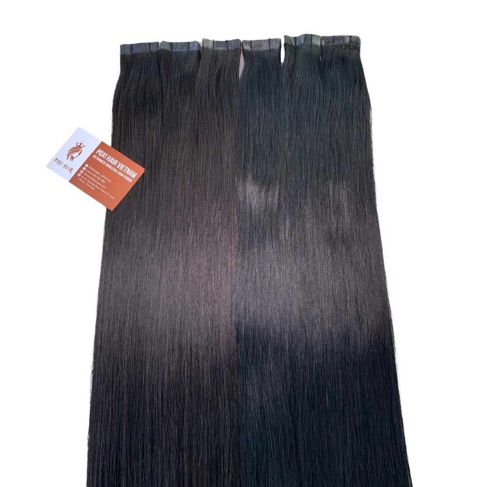 Hot Selling Tape In Hair Extensions Color 1b Natural Black & 1 Jet Black Raw Unprocessed Vietnam Human Hair Invisible Tape Glue