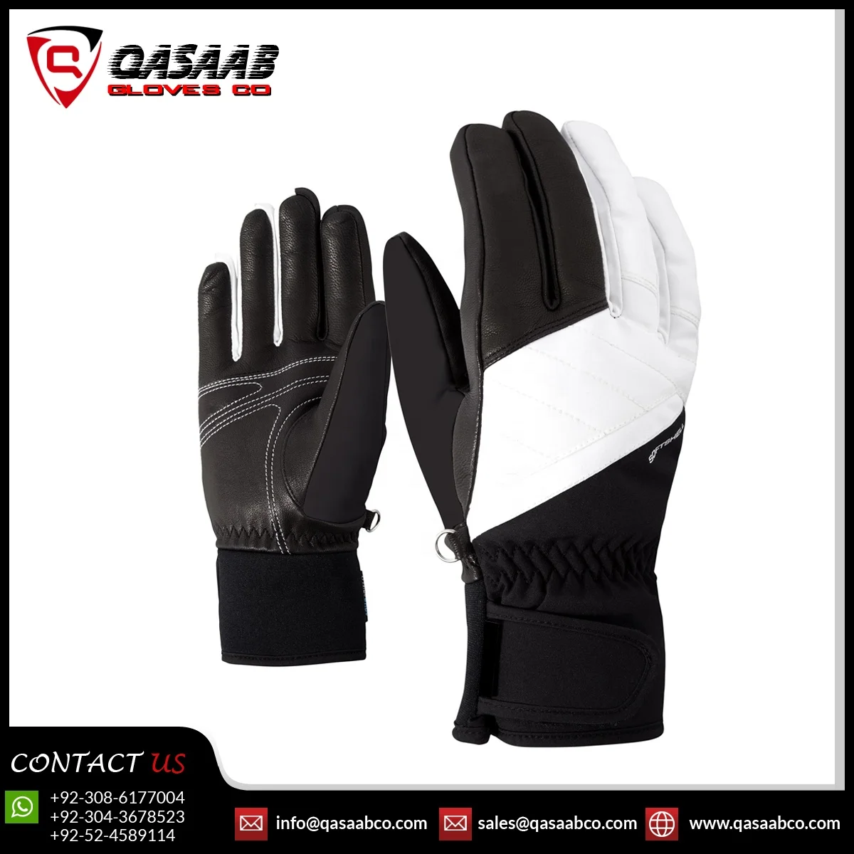  Черно-белые несколько слоев с палец теплые OEM лыжные перчатки водонепроницаемые зимние для катания на сноуборде выполненный заказ дизайн