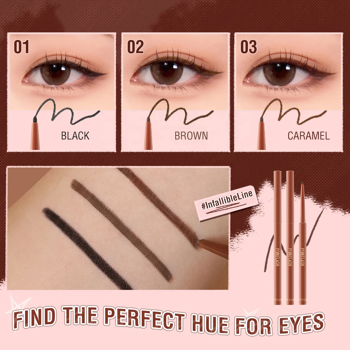PINKFLASH PF-E13 Smudge-proof Matte Liquid Eyeliner High Pigmented Eyeliner Gel Pencil