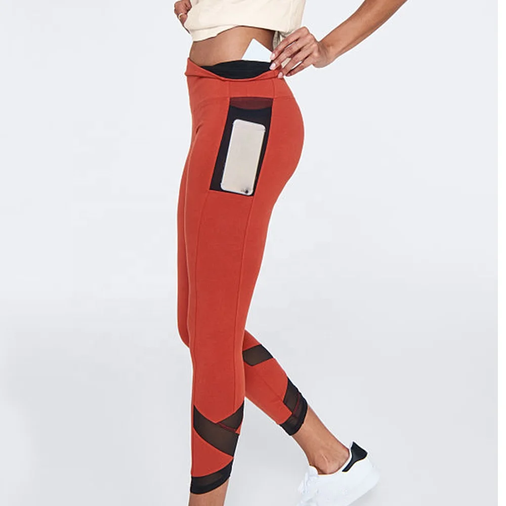 Wholesale Custom Logo Girls High Waisted Orange Seamless Activewear Tights Breathable Yoga Workout Leggings for Casual Women