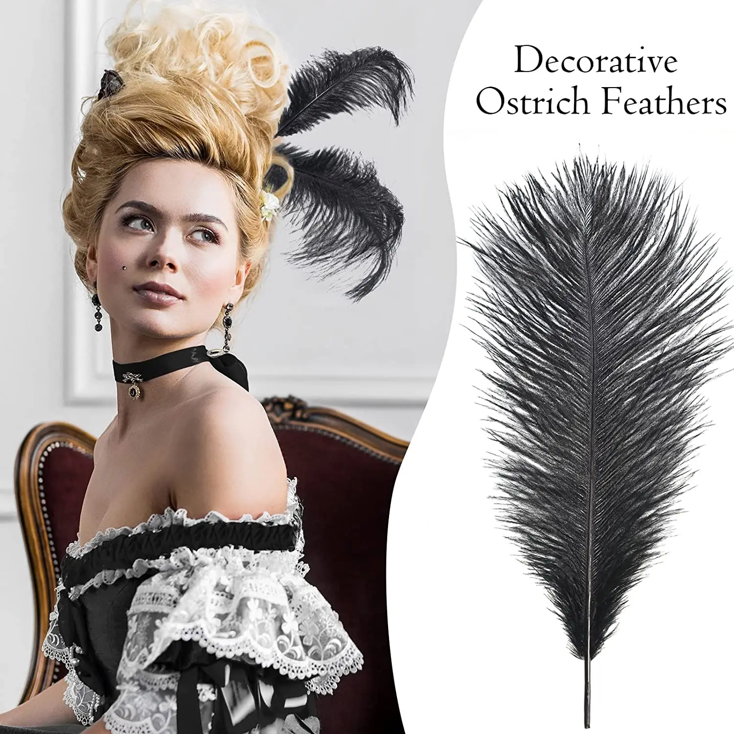 Wholesale 40-45cm black Ostrich Feathers for Vase Crafts Feather Plumes Ornaments for Wedding Party Centerpieces