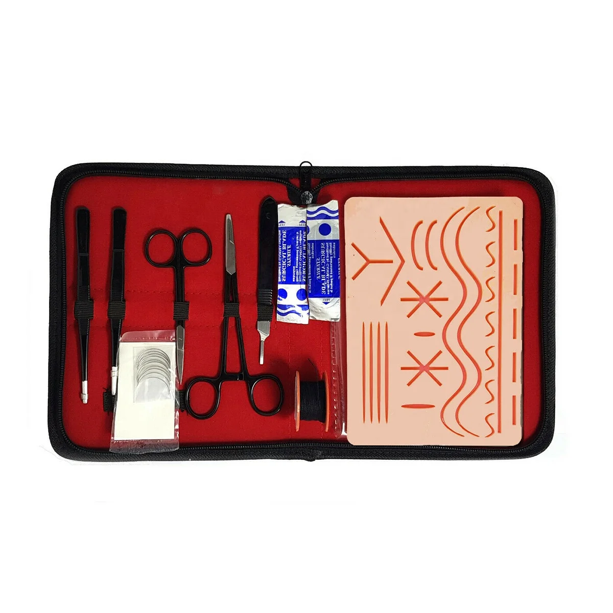 Complete Suture Practice Kit for Suture Training, Including Large Silicone Suture Pad with Pre-Cut Wounds for Medical Students