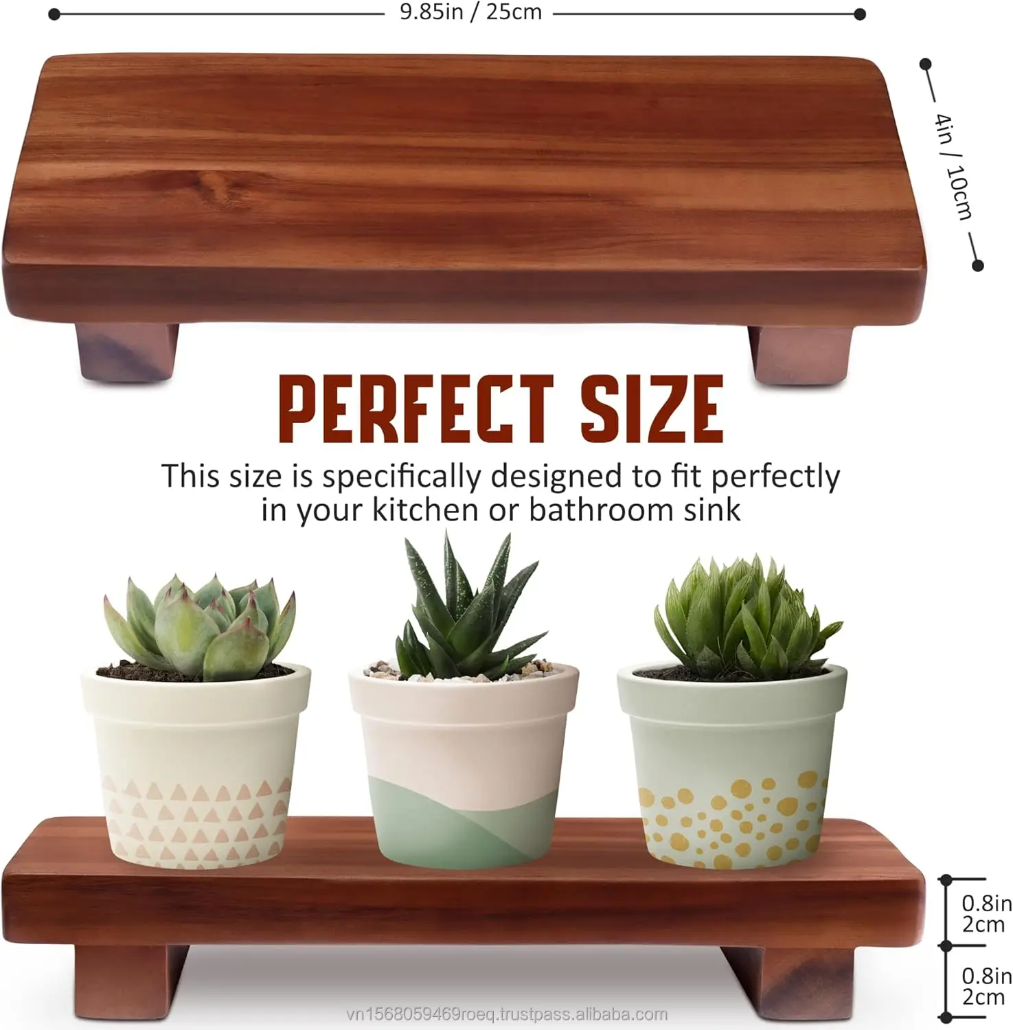 Acacia Wood Soap Stand Riser Small Wooden Pedestal Dispenser Bathroom Vanity Tray Kitchen Counter Toilet Supplies Display Home