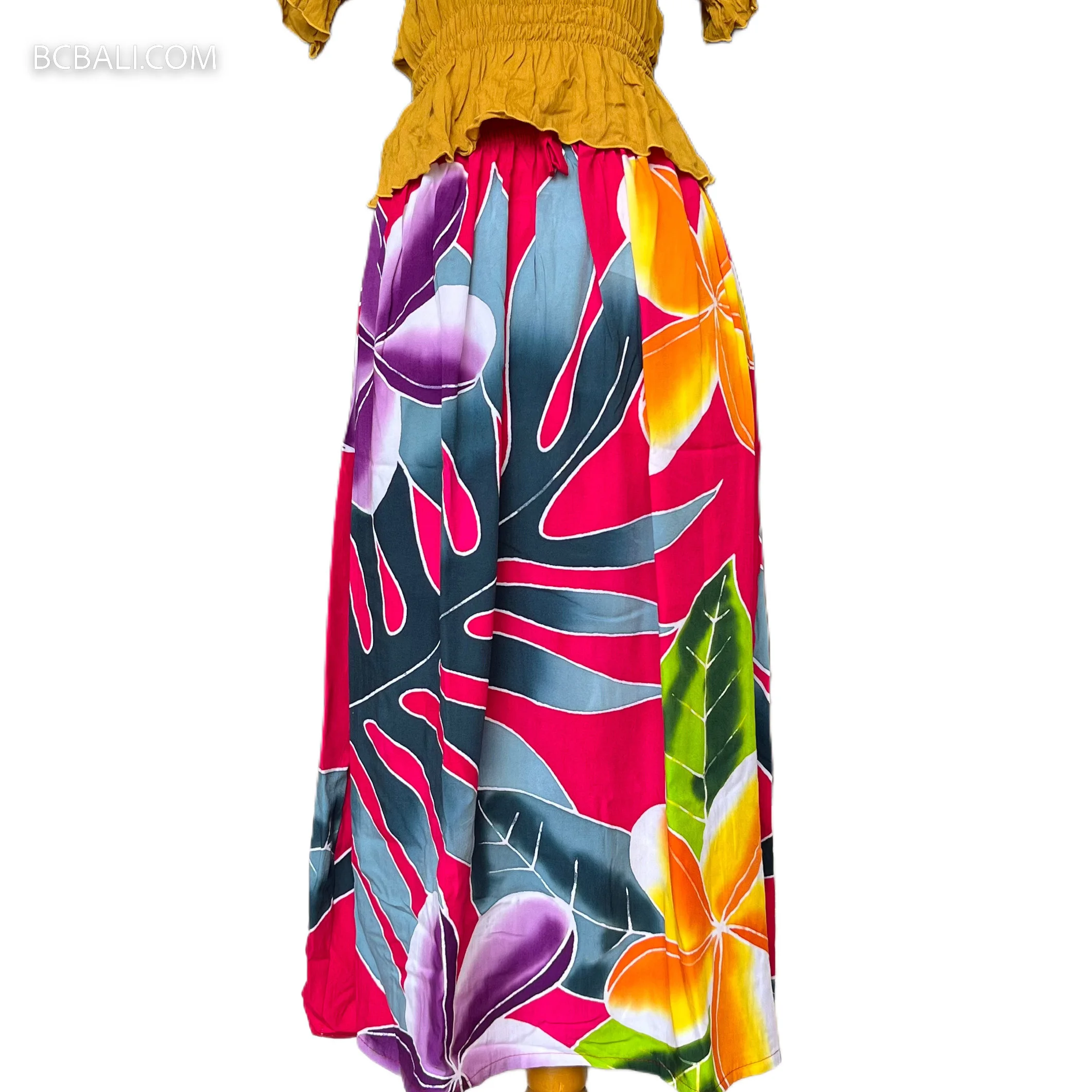 Handpainted Rayon Skirt New Design Floral Made in Bali By Balinese Artisan Hight Quality Rayon For Women