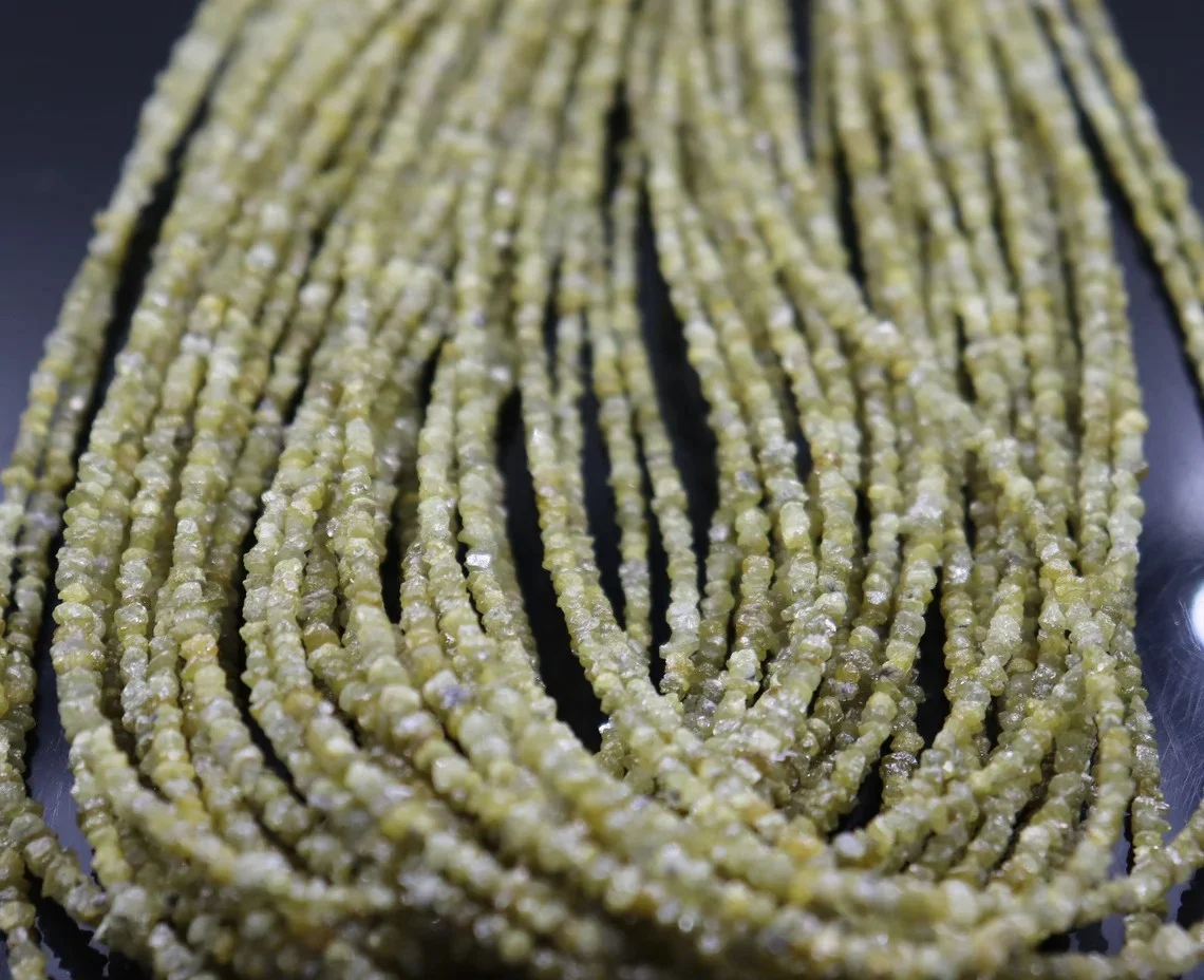 Natural Yellow Diamond Raw 5 MM Uncut Beads Yellow Diamond 16 Inches Strands For Jewelry Making Loose Diamond Beads