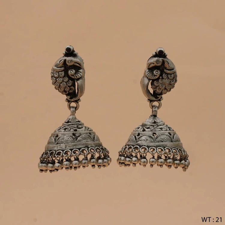 Лучшее качество Античная окисленный отделка 925 стерлингового серебра на вечеринку; Jhumka серьги высокое низкая цена