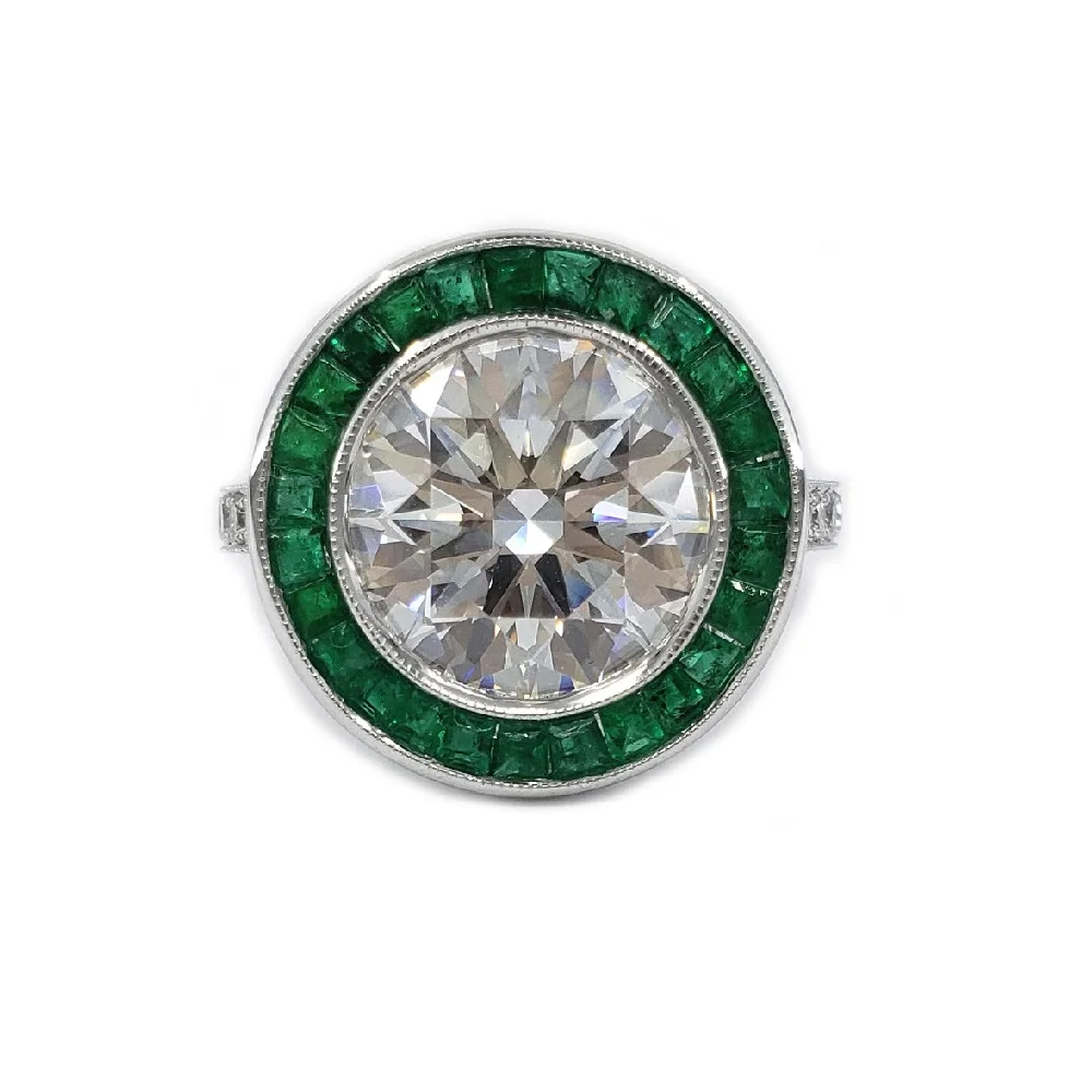 Fast Production Jewellery Specialized High Quality 18k Solid White Gold Diamond Africa Emerald Ring Cluster Mount For Women