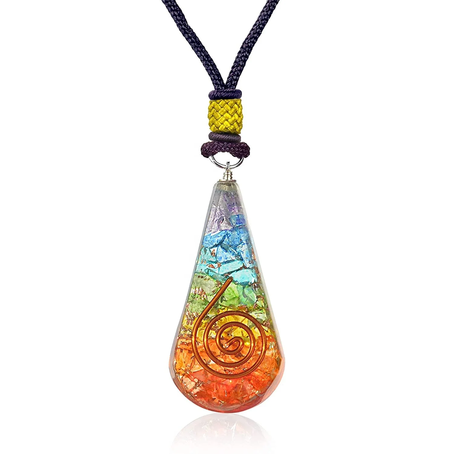 7 Chakra Orgone Eye Drop Pendant With Adjustable Cord