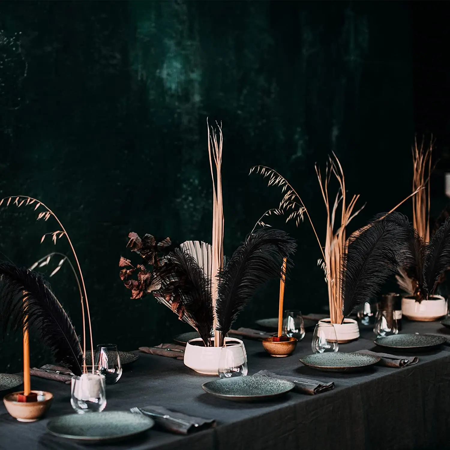 Wholesale 40-45cm black Ostrich Feathers for Vase Crafts Feather Plumes Ornaments for Wedding Party Centerpieces