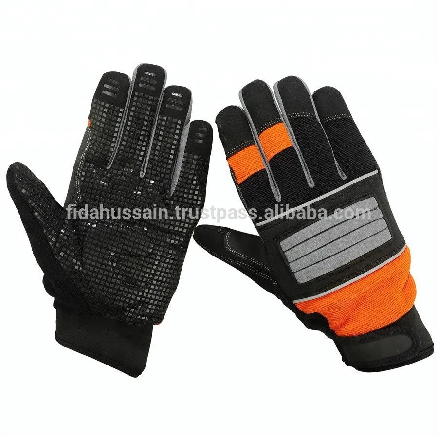 Extreme Grip Leather Gloves Wholesale Iron High Performance Durable Protective colorful Mechanic Leather Gloves from Pakistan