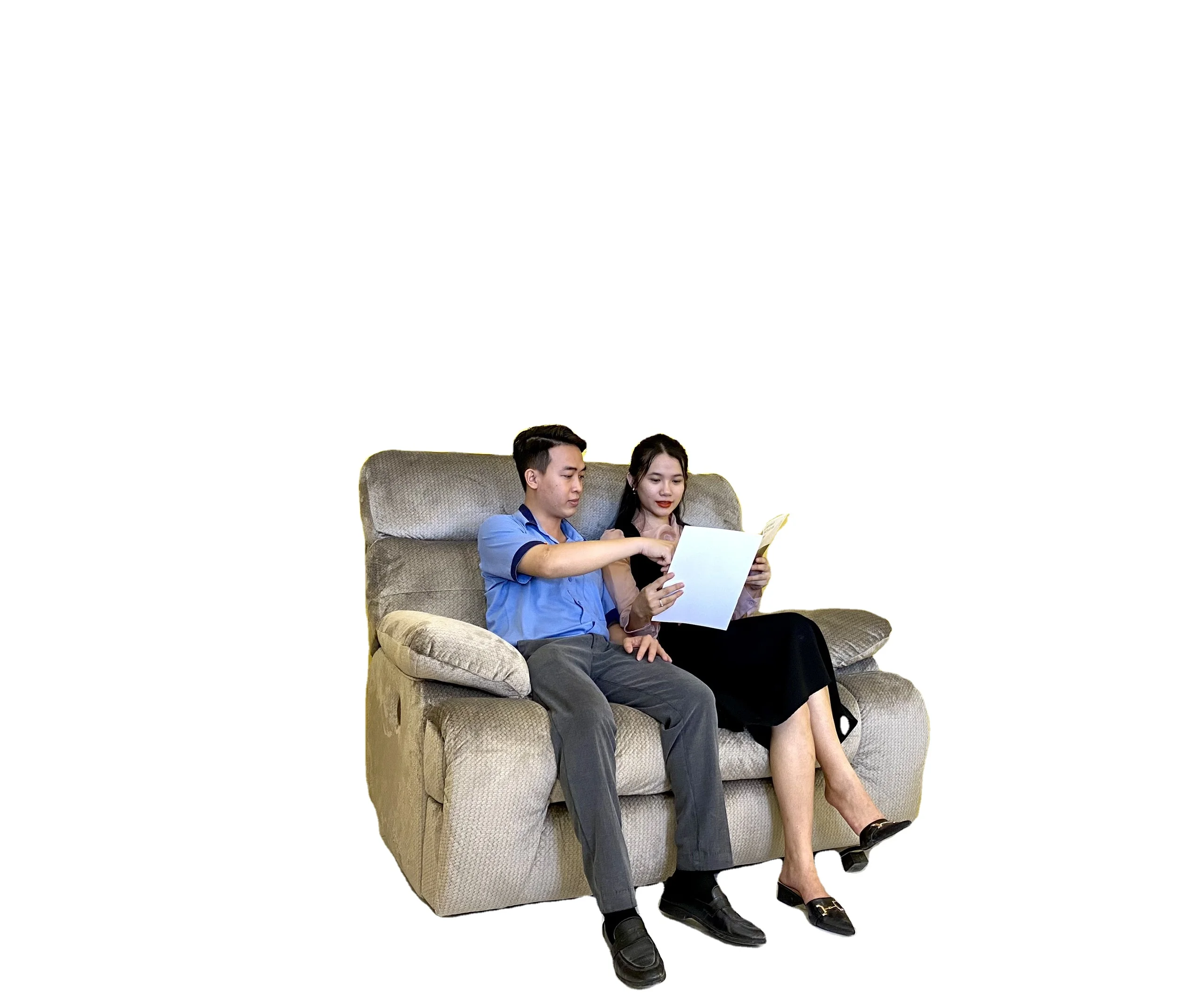 Sofa bed upholstered in velvet fabric with compact assembly design (electrical condition)