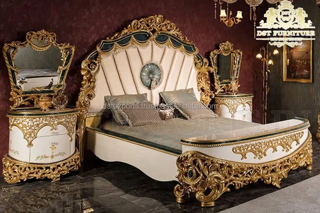 Luxurious King Queen Heavy Carved Bedroom Furniture Royal Luxury Wooden Gold Bed & Bedroom Furniture Buy Wood Made Bedroom Set