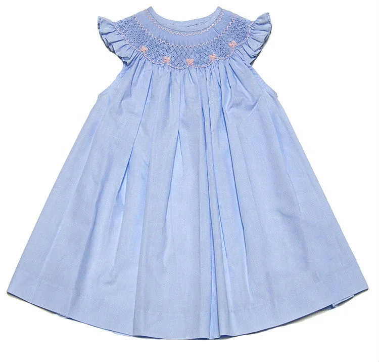 Adorable Bows Geometric Smocked Baby Girls Bishop Summer Dress