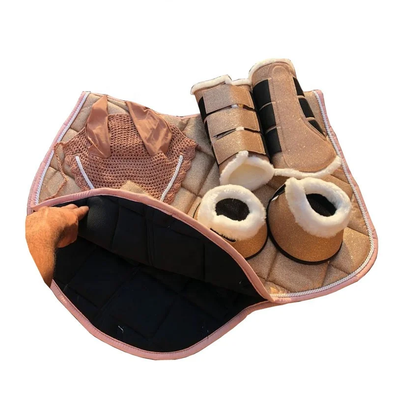 top quality saddle pad sets/Glitter jumping saddle pads / top quality Glitter gp saddle pads