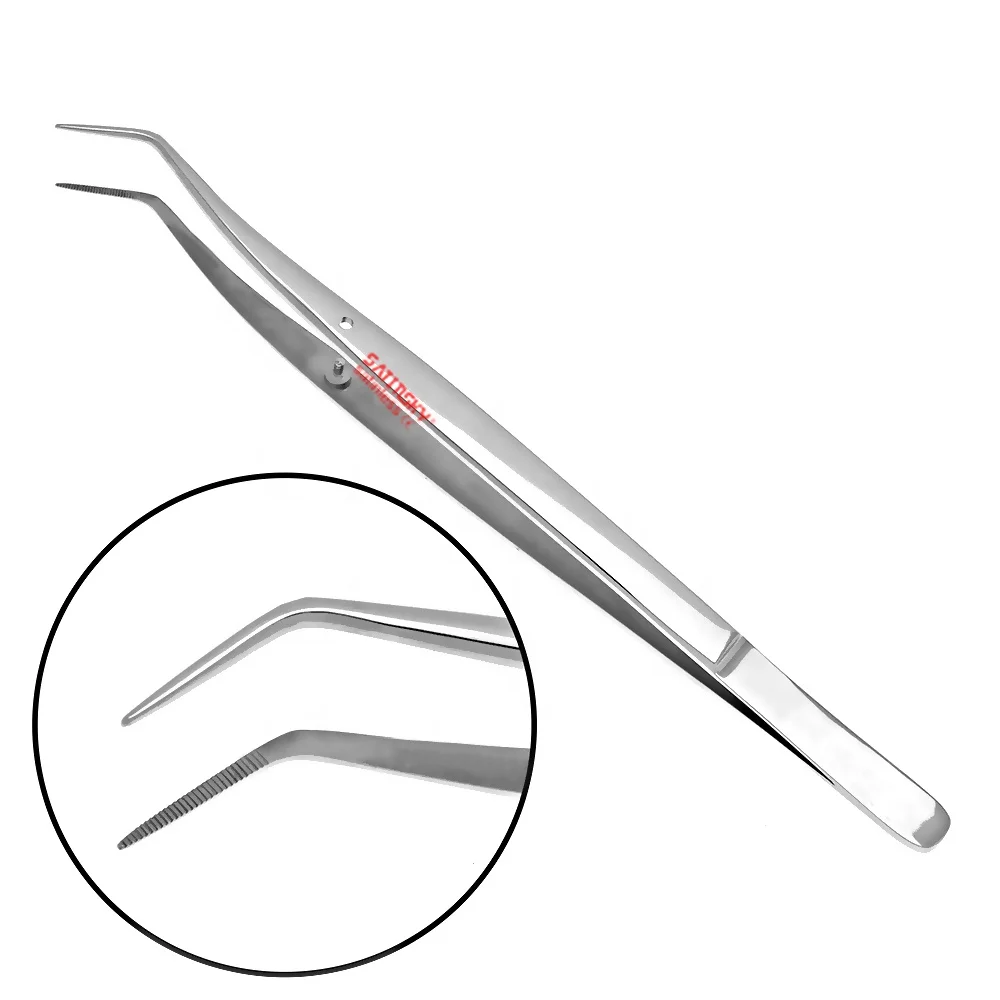 Factory Wholesale 100% Rust Free  Stainless Steel Dental Tweezers Forceps Angled Perry Dressing Pliers 5 Surgical Forceps