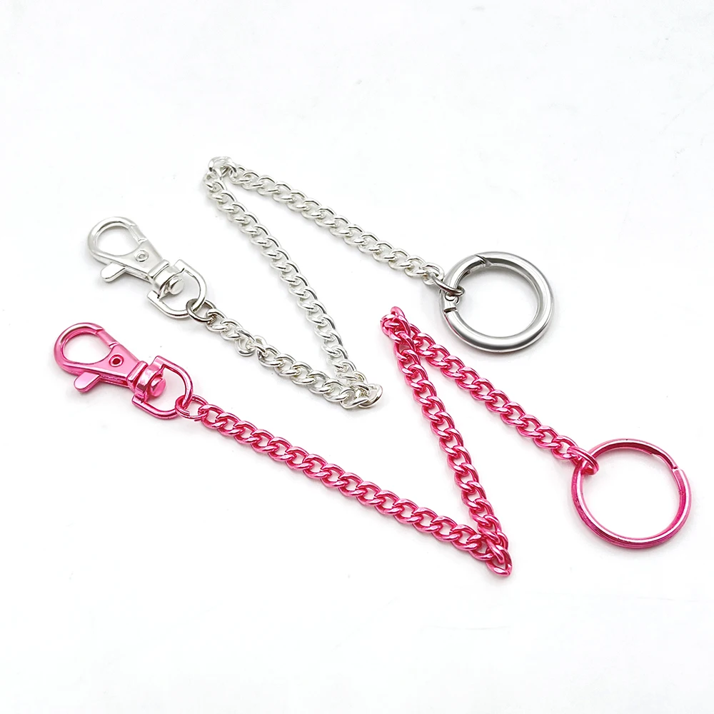 Customized Electroplated Alloy Iron Plastic Waist Chain Fashionable Versatile Jeans Hook Chain for Clothing Bag Jewelry