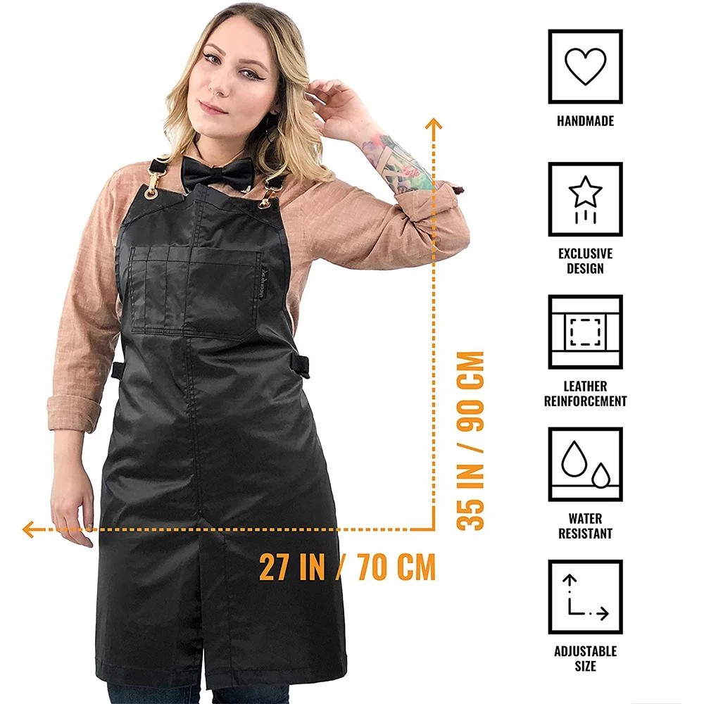 Leather Canvas Kitchen Aprons for Woman Men Chef Stylist Apron Shop Cafes Beauty Nails Studios Uniform Grill Restaurant Bar Dye