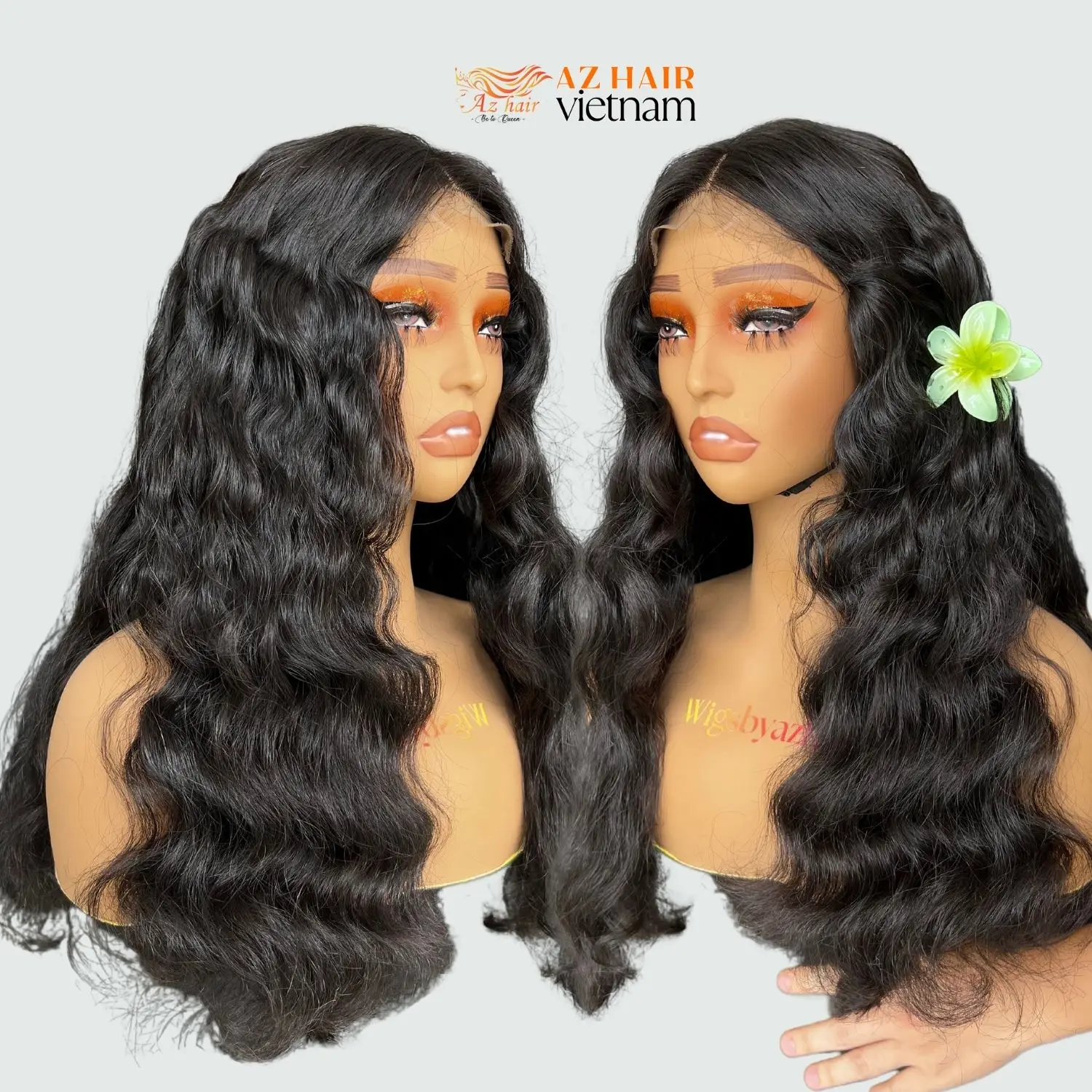 Super Double Drawn Ocean Wavy Bundle Weft With Matching Lace Closure Already Made Wig Azhair Vietnam Company