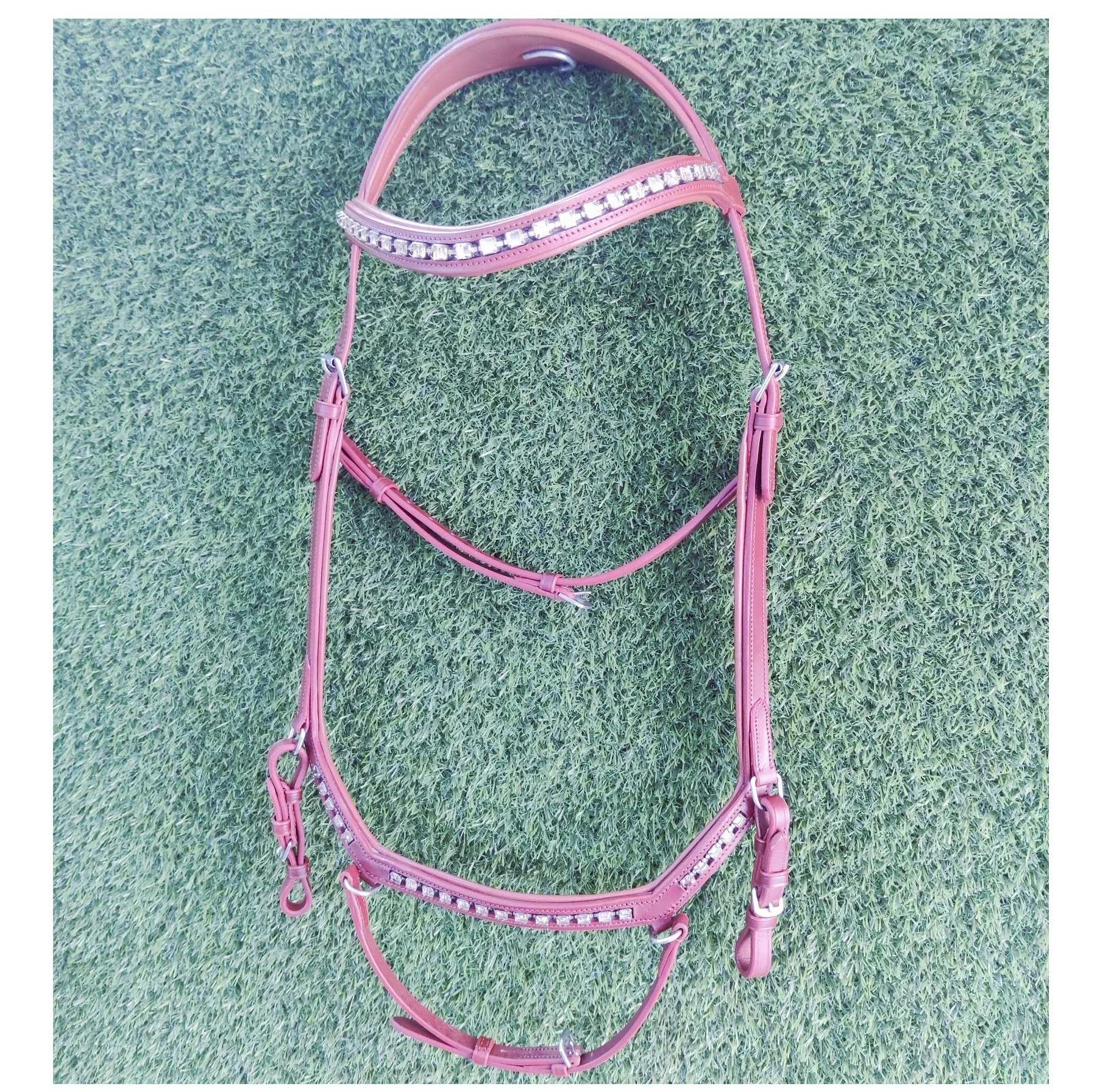 Кожаная Конская уздечка коньяк цветная micklem с пустой цепочкой 8 мм кожа для верховой езды