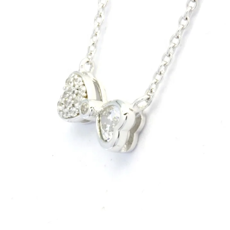 Custom Made Wholesalers Trendy Ribbon Necklace Rhodium Plated sterling silver cute fashion jewelry jewelry sets