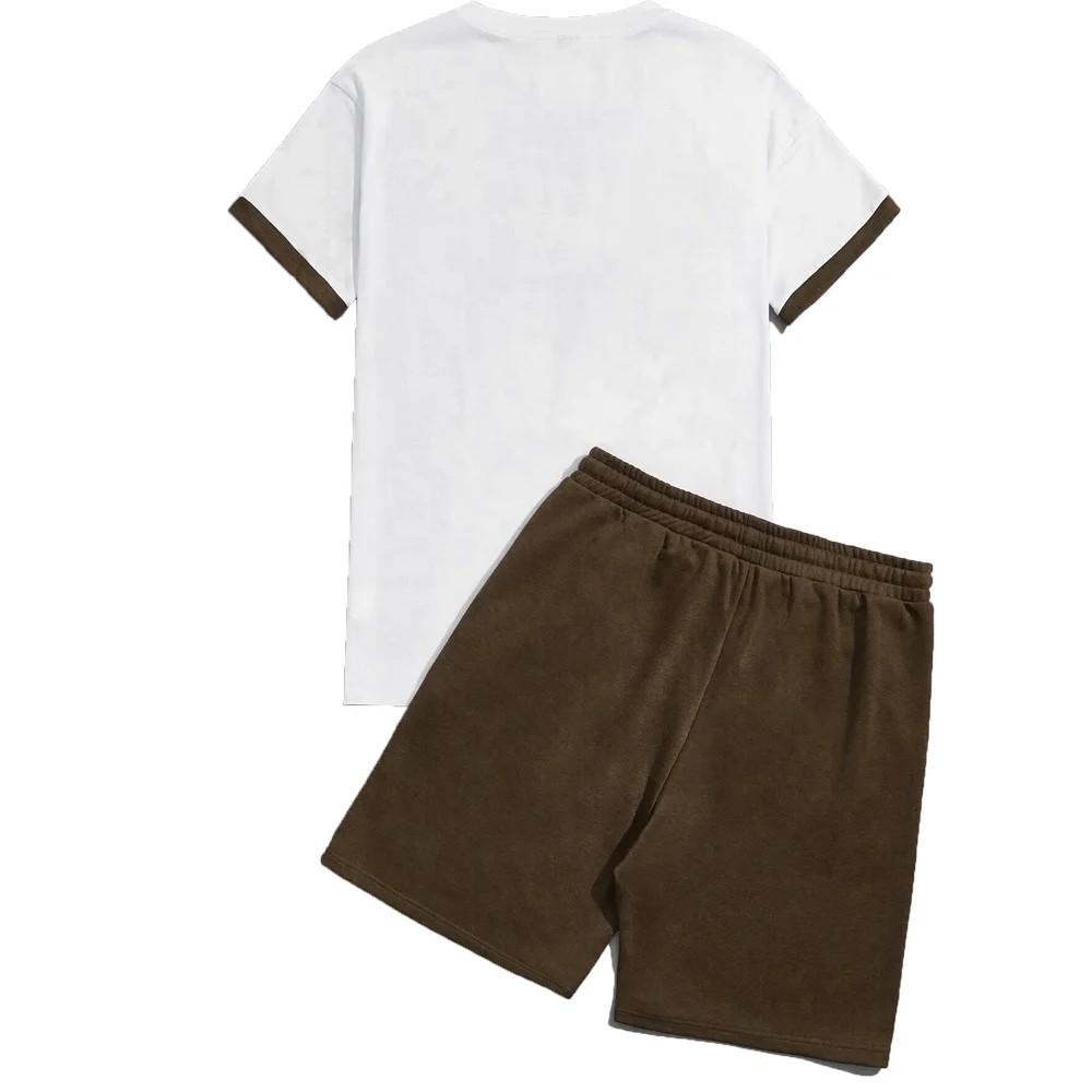 Mens Tee Shirt Short Set Custom Logo Summer 2 Piece Twin Set Thin Quick Drying Sportswear Short Sleeve Jogging Wear Tee OEM