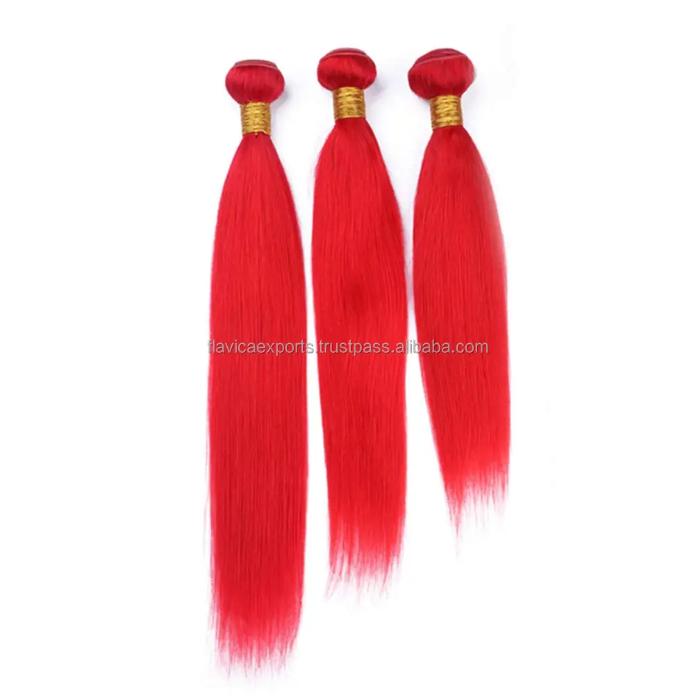 Rot Gefarbte Reine Echthaarbundel