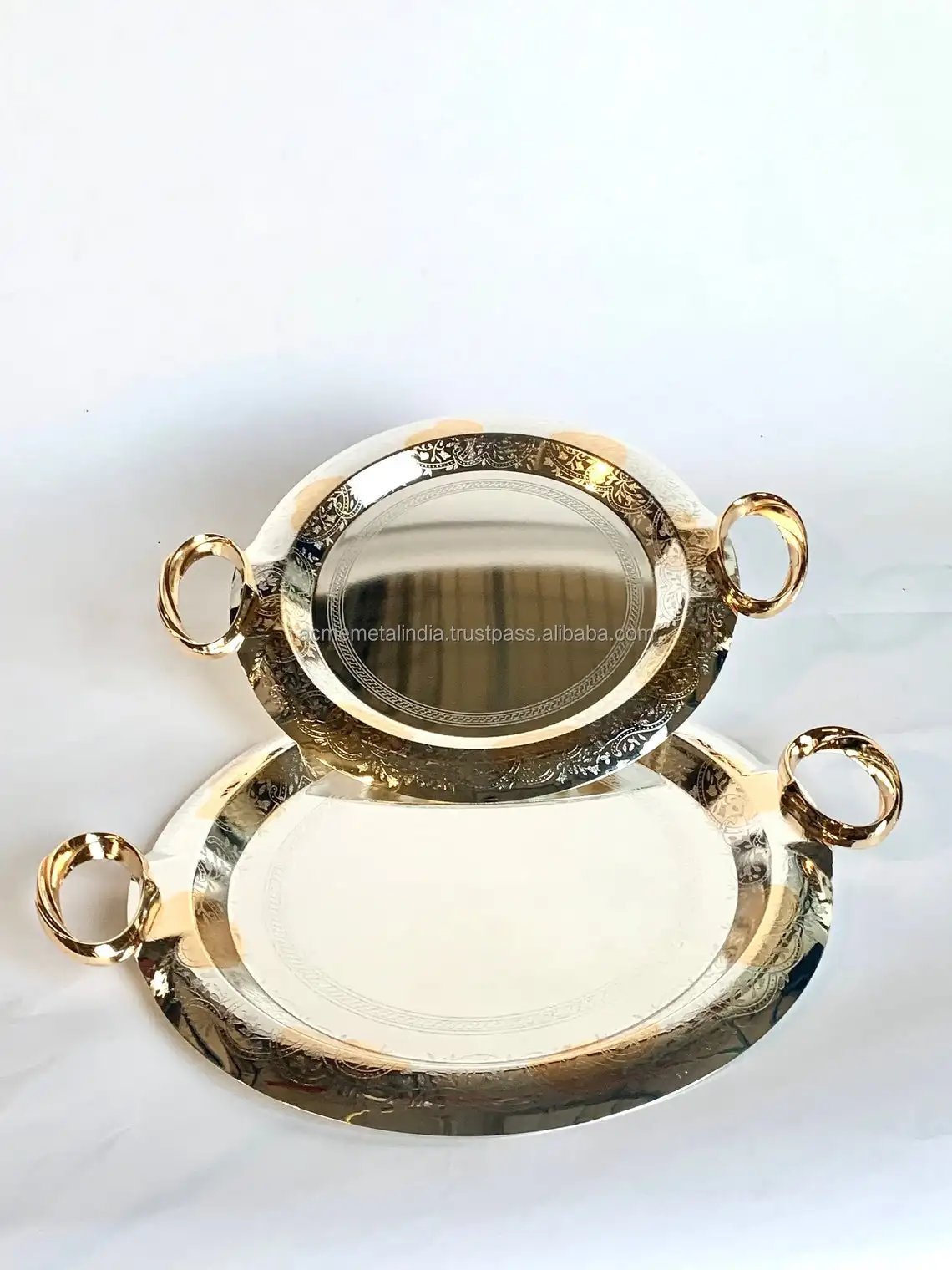 Современный дизайн поднос для еды из металла и мрамора с черным покрытием границы отеля ресторана быстрого питания