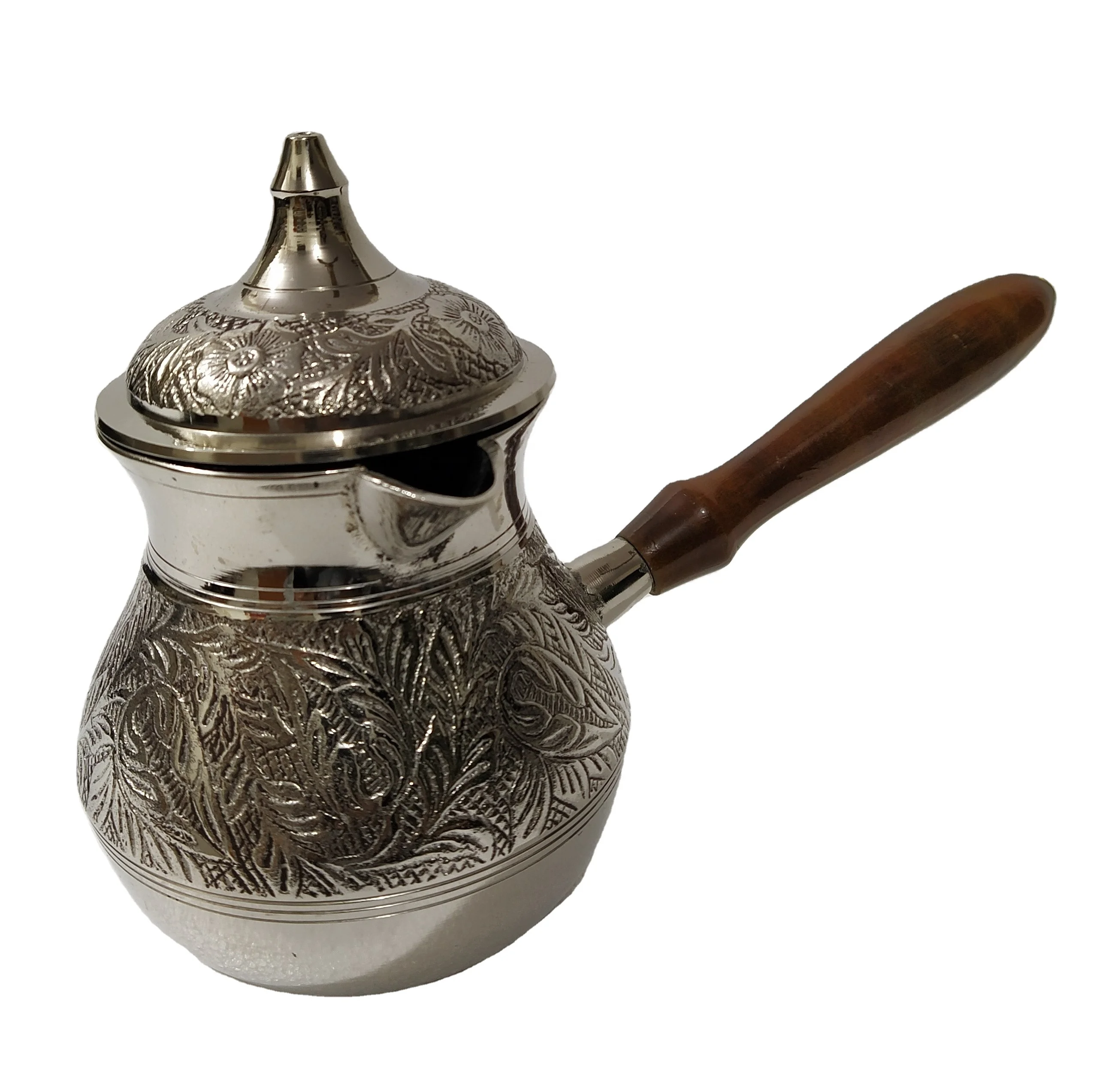 Brass Silver Turkish coffee pot engraved design
