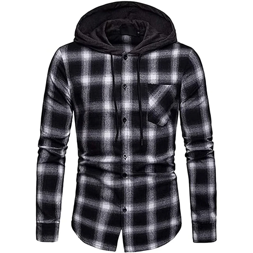 Flannel Hood Shirts Shirts flannel Flannel Shirt Casual Color Optional Casual 100% Cotton Long Sleeve for men