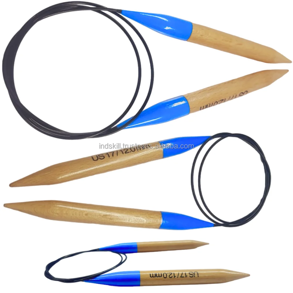 Indskill Circular Knitting Needles Set, wood Round Set (100 cm), 9 Pack Long for Blankets Scarves Sweaters, Great for Beginners