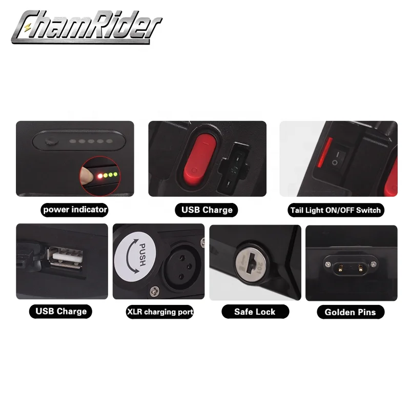 Chamrider SSE-078 литий-ионный аккумулятор 36/48/52v 20/24/30ah 27 5 дюймов 700C Электрический велосипед Автомобильный багажник для велосипеда фара электровелосипеда