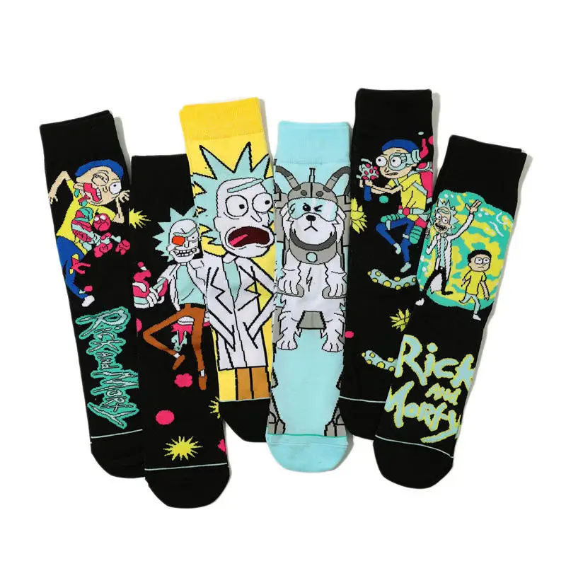 calcetines al por mayor Mens Funny Anime Cartoon Sox custom designer Logo Cotton Crew Calcetines Happy Skateboard unisex Socks